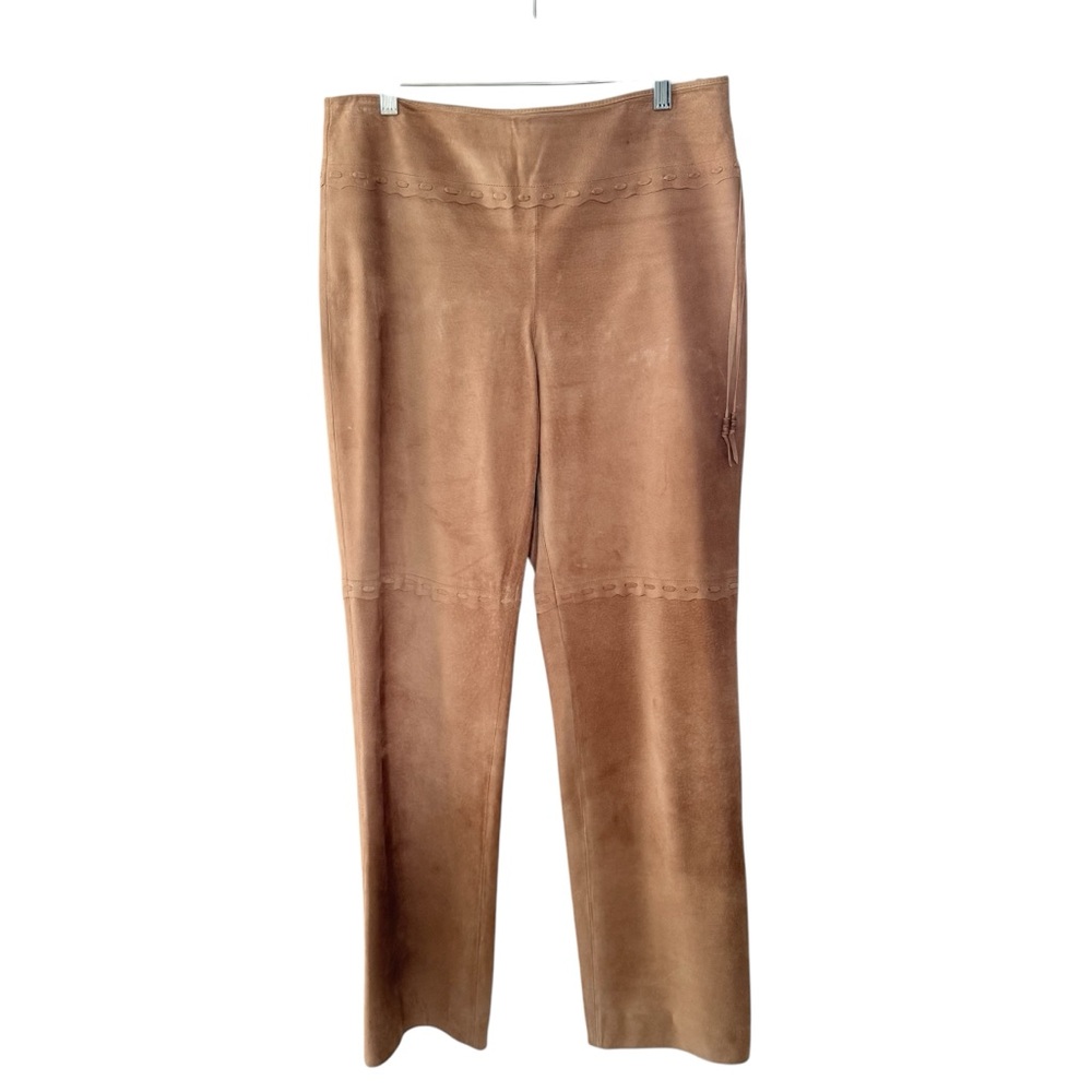 Danier Leather Women’s Suede Camel Brown Pants Size 8 Straight Leg Vintage